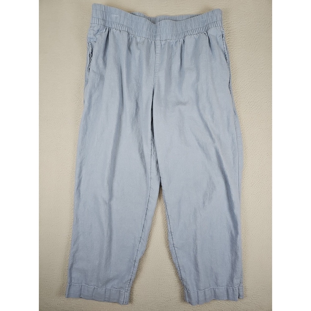 Old Navy High Rise Flax Linen Straight Leg Pants Petite Medium Comfort Waistband